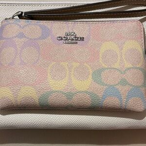 Coach Multicolor Pastel Corner Zip Wristlet